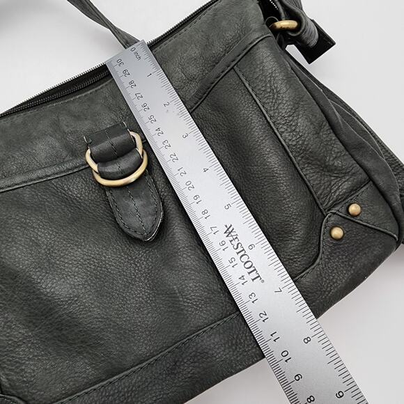 Great American Leather Works Green Leather Handbag Crossbody Shoulder Bag Grunge - Picture 12 of 12